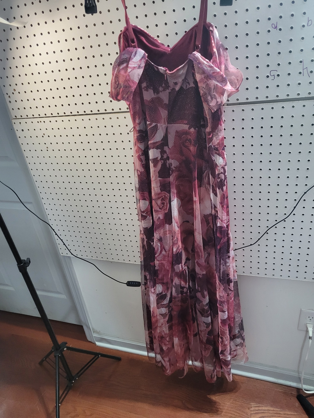 Mauve Floral Spaghetti-Strap Maxi Dress